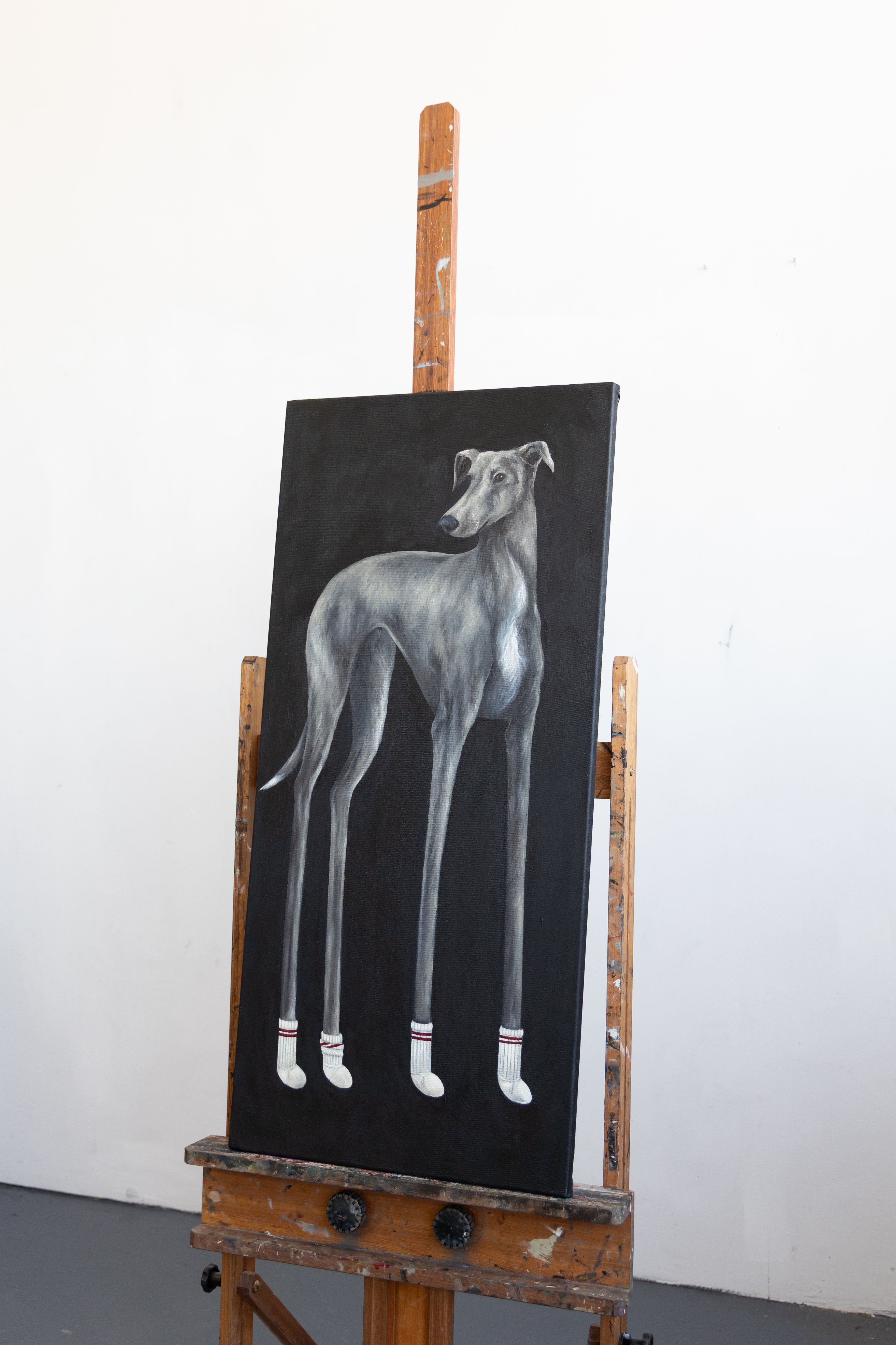 "Doggy Long Legs" Original Oil Painting